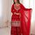 Women’s red embroidered kurta sharara set with dupatta