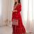 Women’s red embroidered kurta sharara set with dupatta