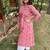 Floral printed notch neck straight cotton kurta