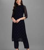 Sequin embellished straight kurta with trousers
