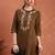 Ethnic motifs embroidered yoke design cotton straight kurta