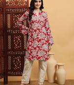 Ethnic motifs printed flared sleeves summer sheers kurta