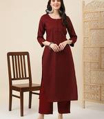 Striped regular thread work kurta with palazzos