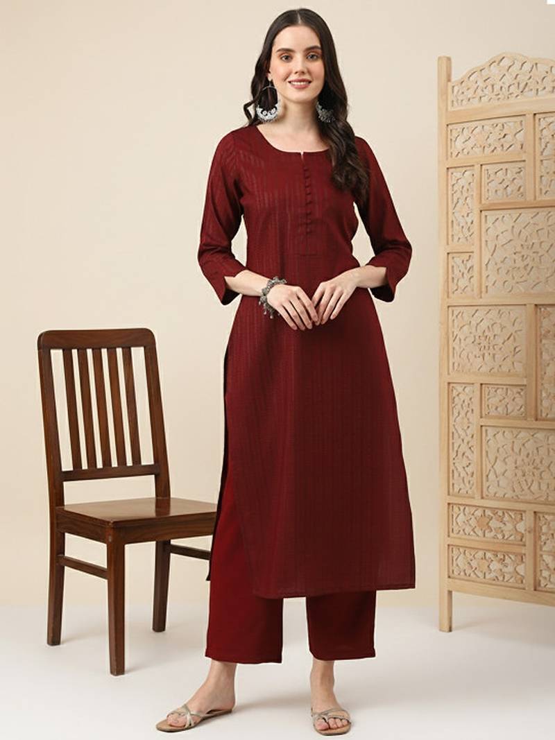 Striped regular thread work kurta with palazzos