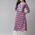 Purple & white pure cotton ethnic motifs printed kurta