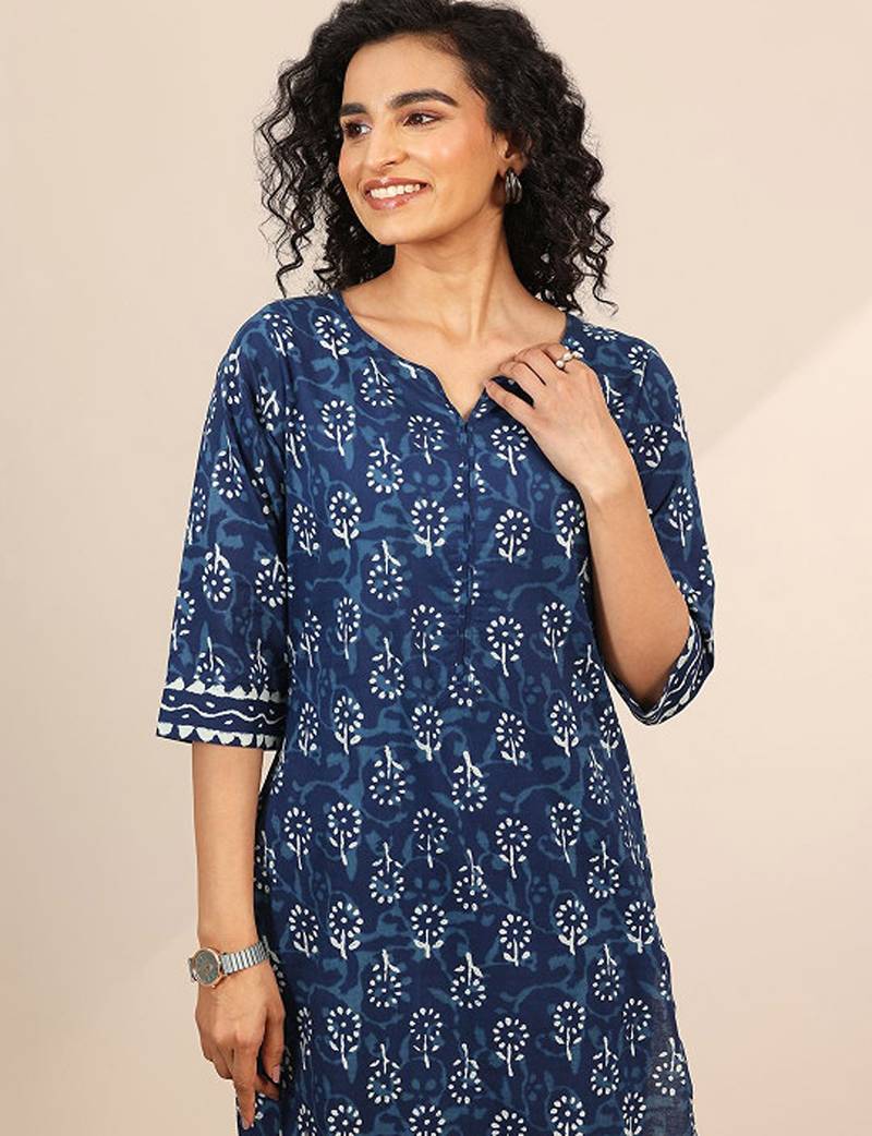 Floral printed regular kurta with trousers & dupatta