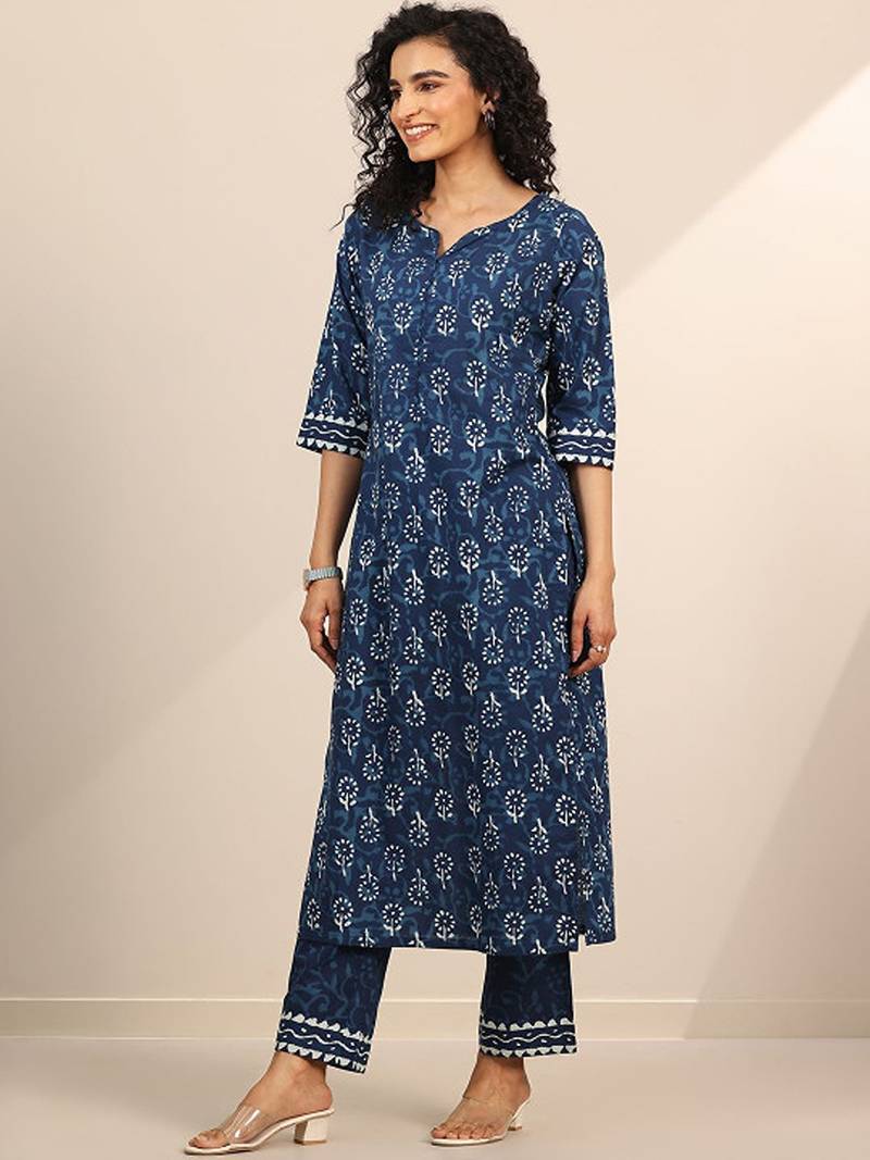 Floral printed regular kurta with trousers & dupatta