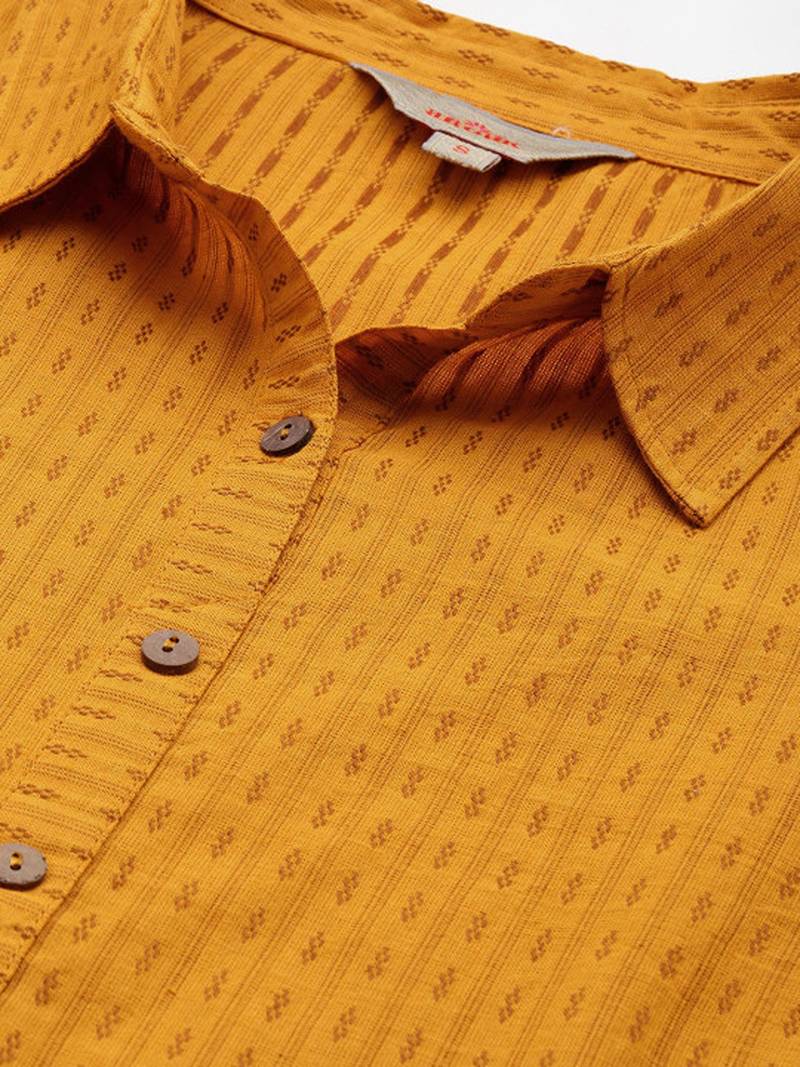 Shirt collar roll-up sleeves dobby pathani cotton kurta