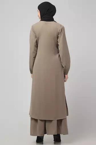 Two Pieces Abaya Dress with Elasticated Sleeves - Knee length Burqa for Women and Girls