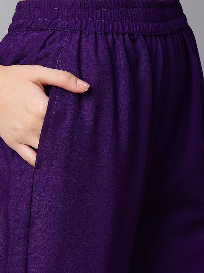 Floral embroidered regular kurta with trousers & dupatta