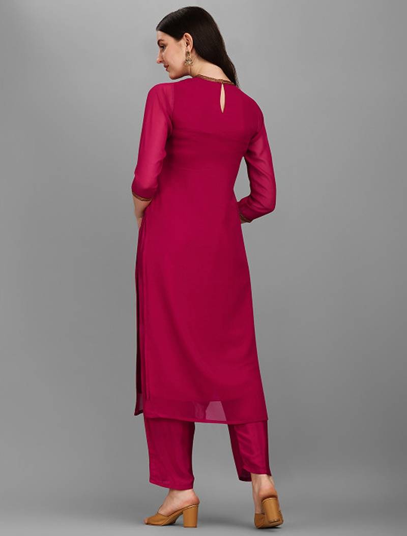 Ethnic motifs embellished straight sequinned kurta with trousers