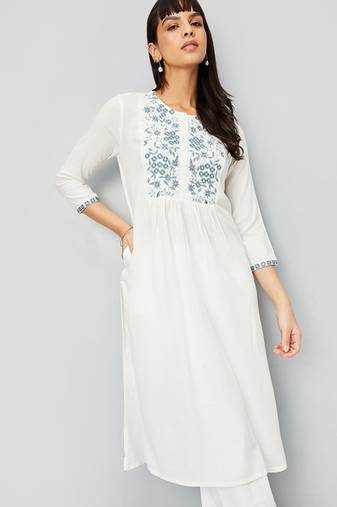 Floral round nek regular sleeves embroidered kurta
