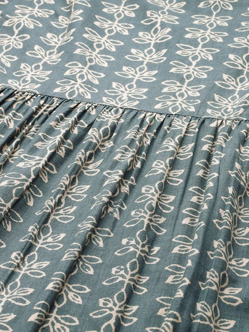 Floral printed high slit pure cotton kurta