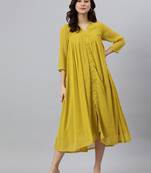 Mustard chiffon self design front slit kurta