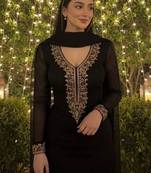 Ethnic motifs embroidered regular thread work kurta with trousers & with dupatta