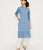 Mandarin collar a-line cotton kurta