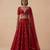 Red Embroidered Raw Silk Lehenga Set