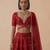 Red Embroidered Raw Silk Lehenga Set