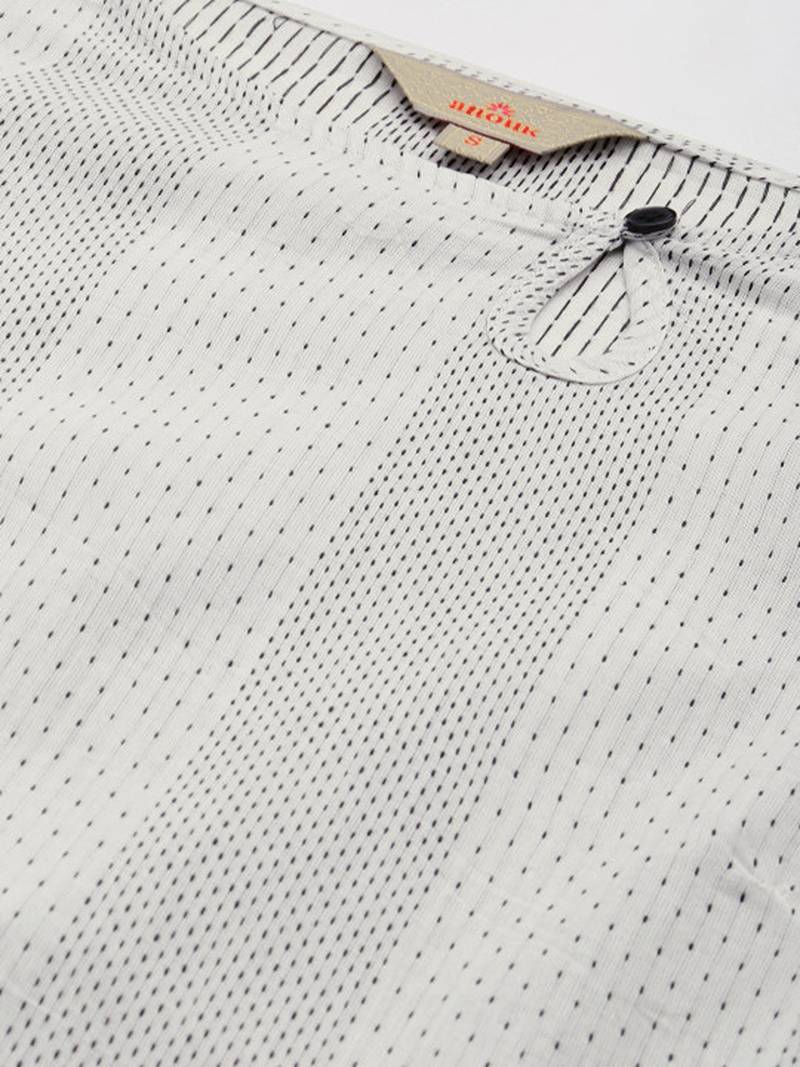Striped keyhole neck cotton kurta