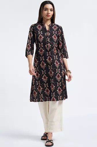 Floral printed cold-shoulder sleeves kurta