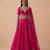 Hot Pink Embroidered Raw Silk Lehenga Set