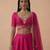 Hot Pink Embroidered Raw Silk Lehenga Set