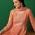 Peach floral embroidered a-line kurta with trouser & dupatta