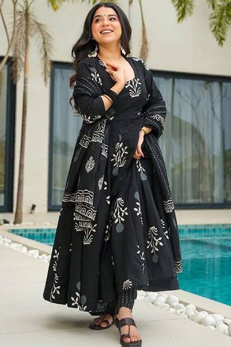 Floral printed kurta with trousers & dupatta