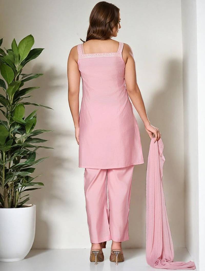 Embroidered regular kurta with trousers & with dupatta