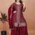 Maroon color chinnon silk embroidery work plazo set