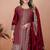 Maroon color chinnon silk embroidery work plazo set