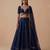 Navy Blue Embroidered Raw Silk Lehenga Set