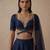 Navy Blue Embroidered Raw Silk Lehenga Set