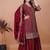 Maroon color chinnon silk embroidery work plazo set