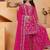 Pink color faux georgette embroidery work wedding wear plazo set