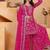 Pink color faux georgette embroidery work wedding wear plazo set