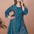 Teal color chinnon silk embroidery work sharara set