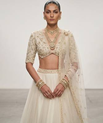 Ivory Embroidered Organza Lehenga Set 2