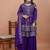 Purple color faux georgette embroidery work wedding wear plazo set