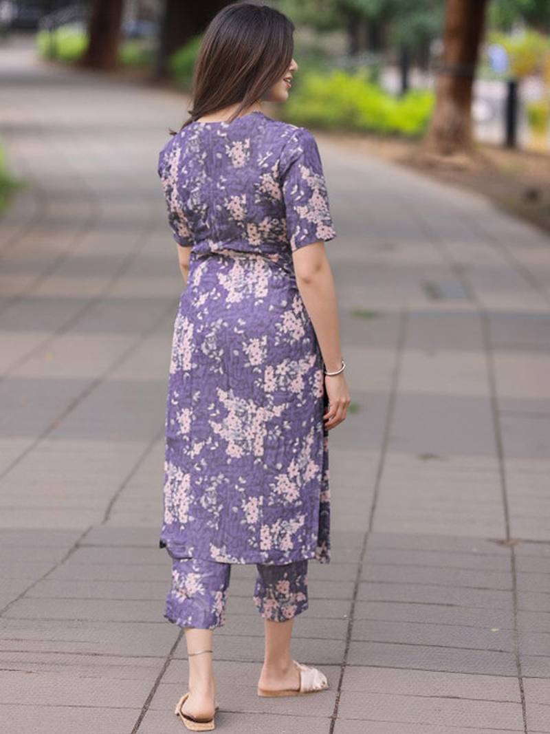 Floral printed regular kurta with trousers