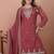 Brown color faux georgette embroidery work wedding wear plazo set