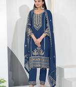 Blue color faux georgette embrodiery work party wear salwar suit