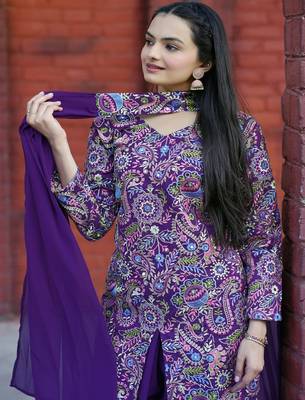 Purple color tapeta silk embroidery work party wear plazo set 4