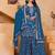 Blue color faux georgette embroidery work wedding wear plazo set