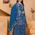 Blue color faux georgette embroidery work wedding wear plazo set