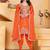 Orange color chinnon silk party wear punjabi dhoti suit