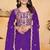 Purple color chinnon silk party wear punjabi dhoti suit
