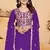 Purple color chinnon silk party wear punjabi dhoti suit