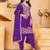Purple color chinnon silk party wear punjabi dhoti suit