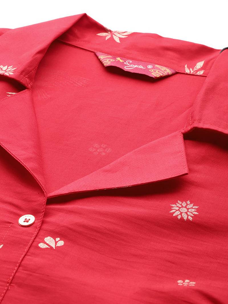 Ethnic printed cuban collar straight kurta